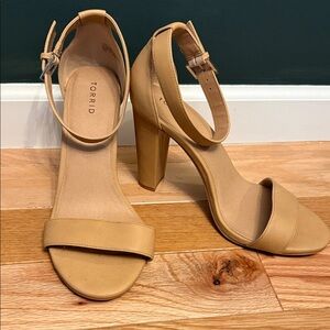 Torrid Beige Ankle Strap Heels - Size 12W